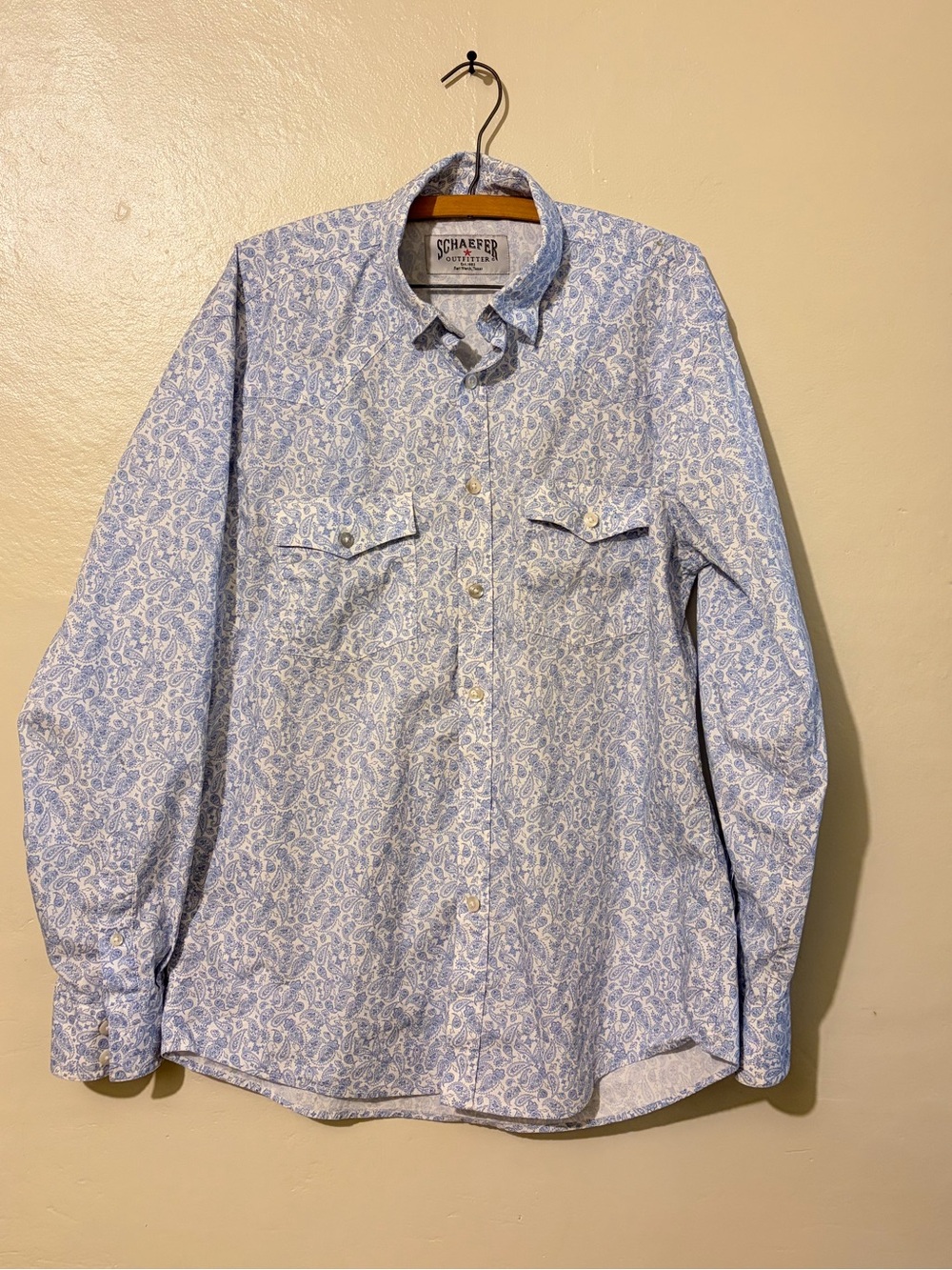Schaefer Outfitter Light Blue Paisley Long-Sleeve Button-Down Shirt